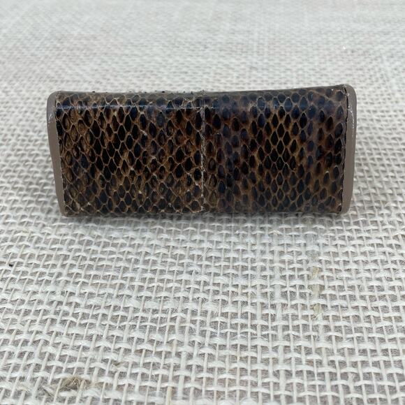 Saks Fifth Avenue Vintage Snakeskin Coin purse, Beautiful Browns and Brass - Picture 6 of 7